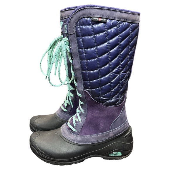 The North Face Thermoball Purple Utility Tall Winter Boots size Women’s 8.5 - Picture 2 of 9